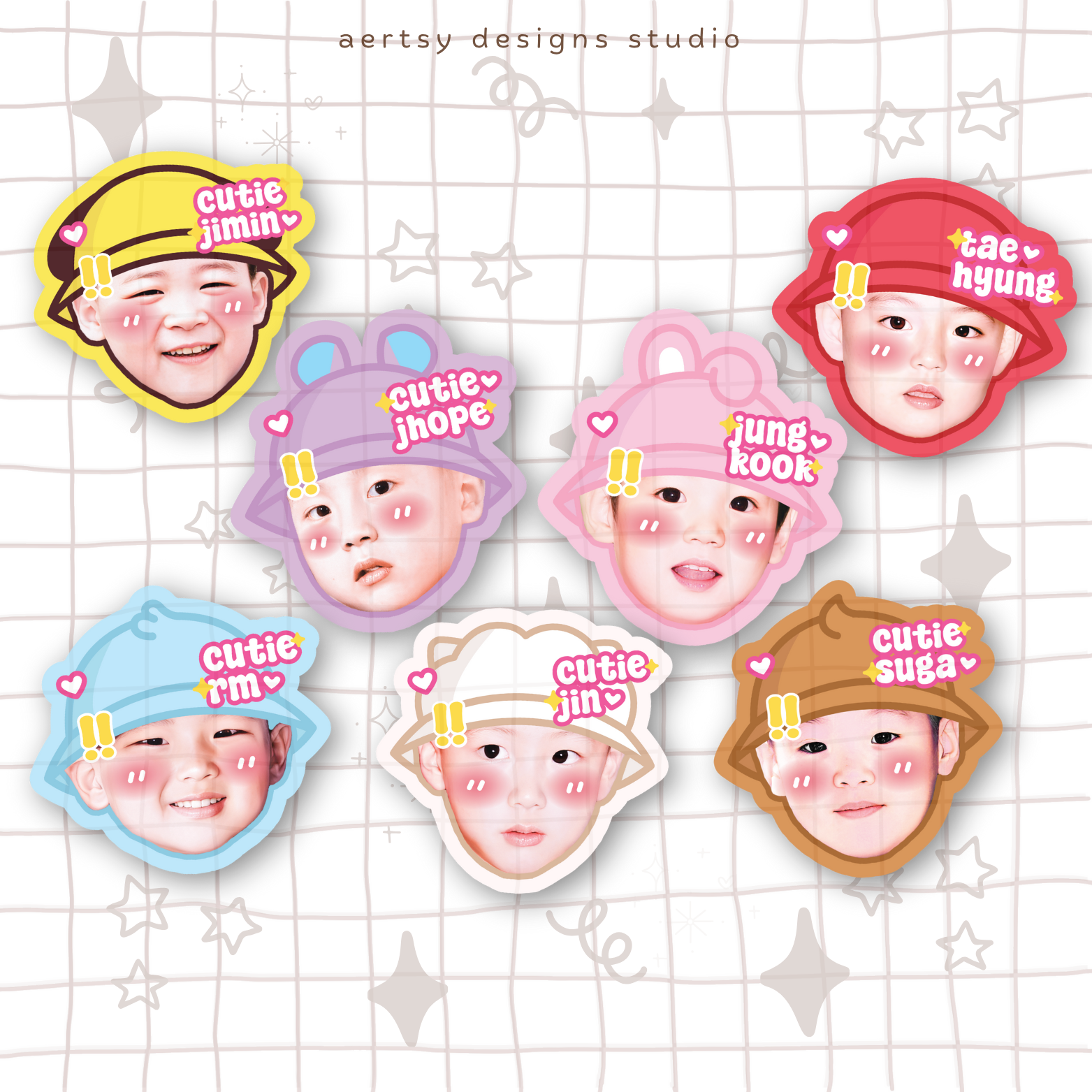 army bt21 head character | bts vinyl sticker