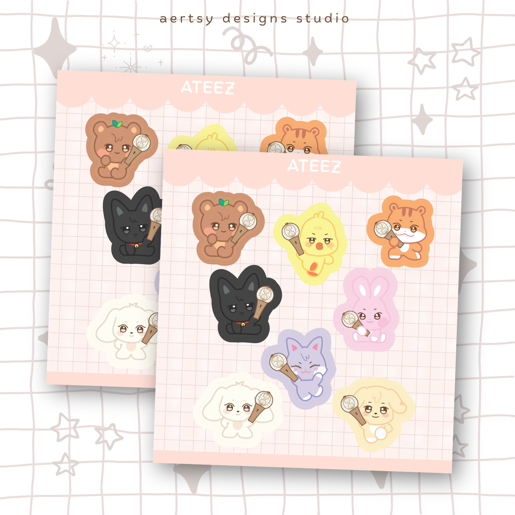 aniteez atiny lightstick character | ateez mini sticker sheet vinyl