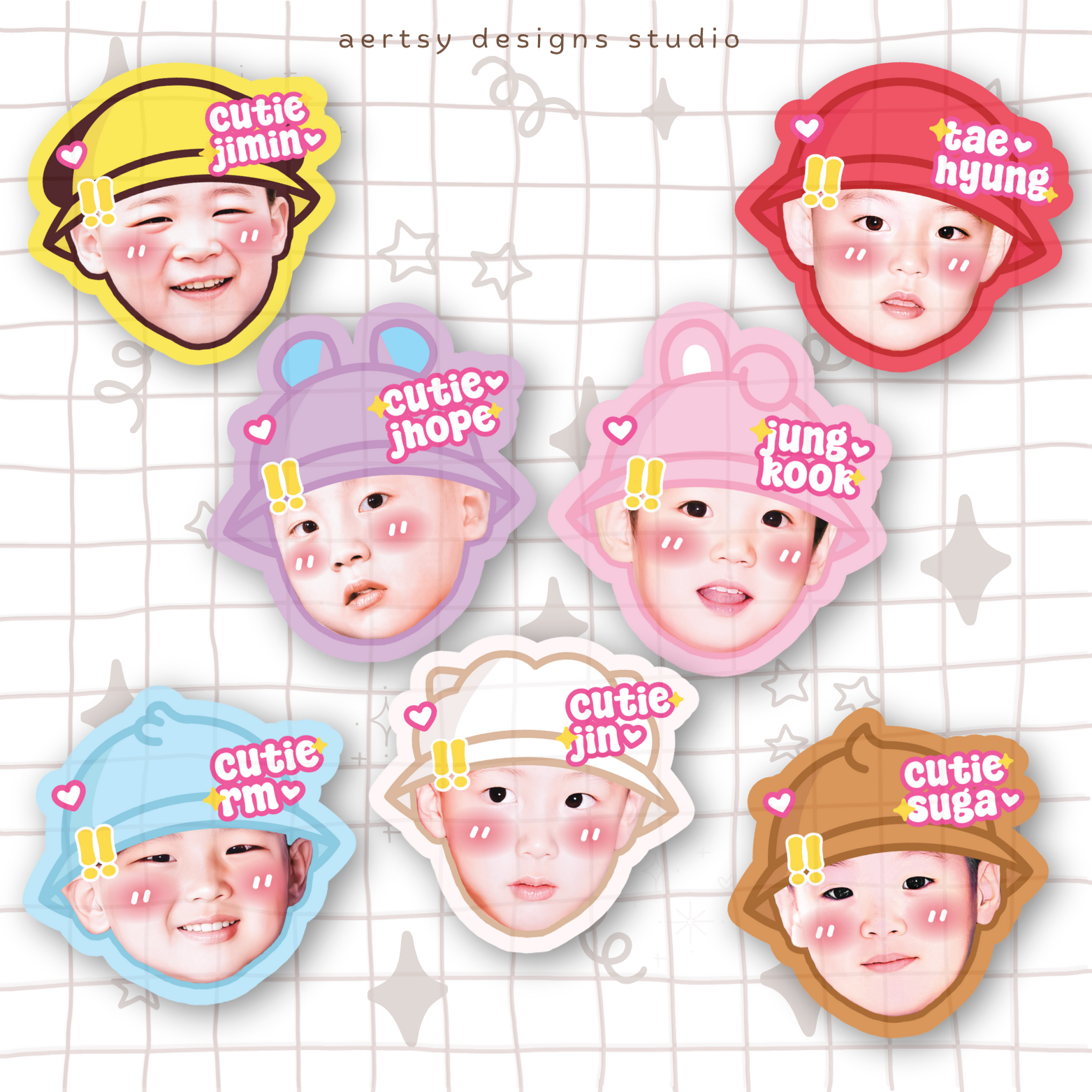 army bt21 head character | bts vinyl sticker