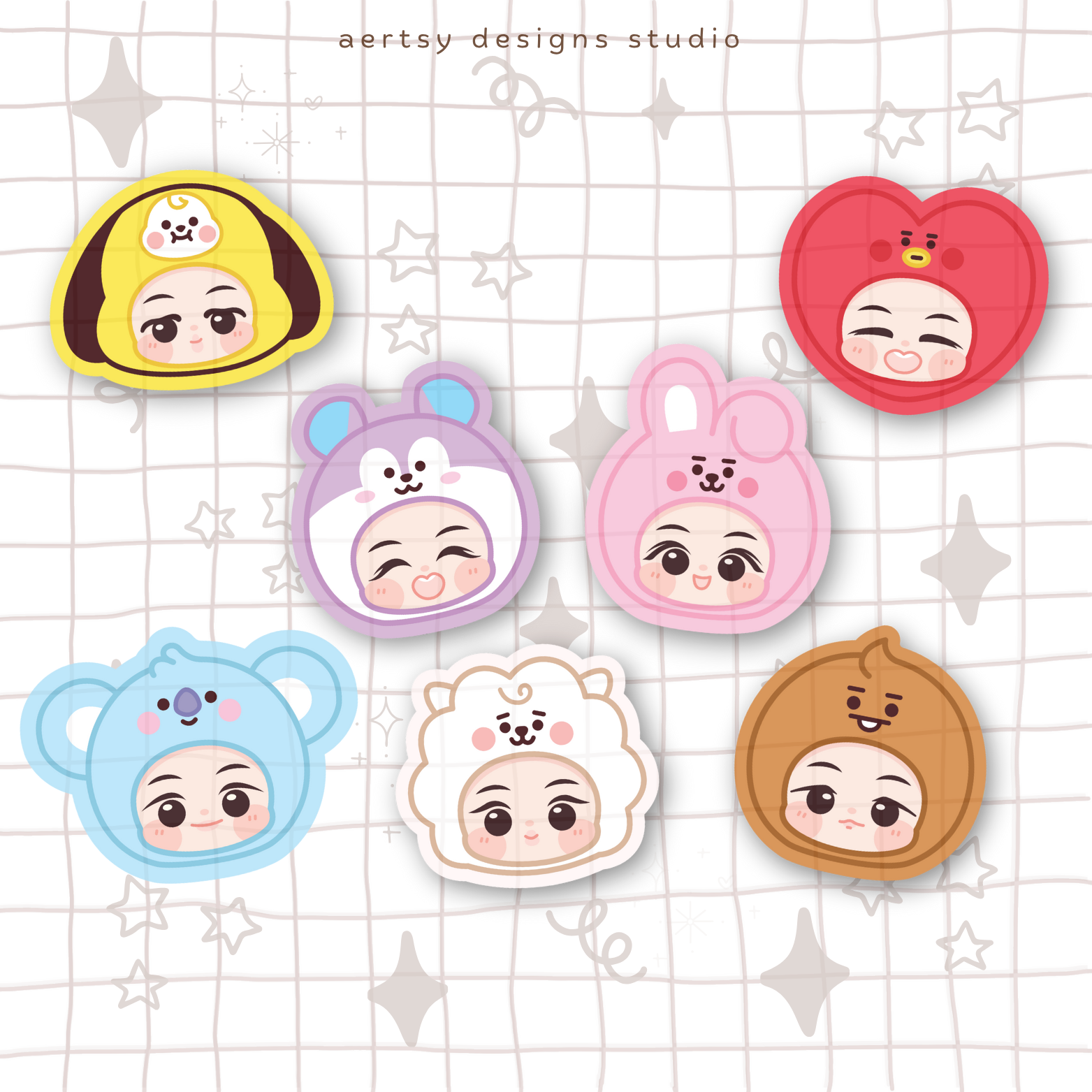 bt21 head character | bts vinyl stickers