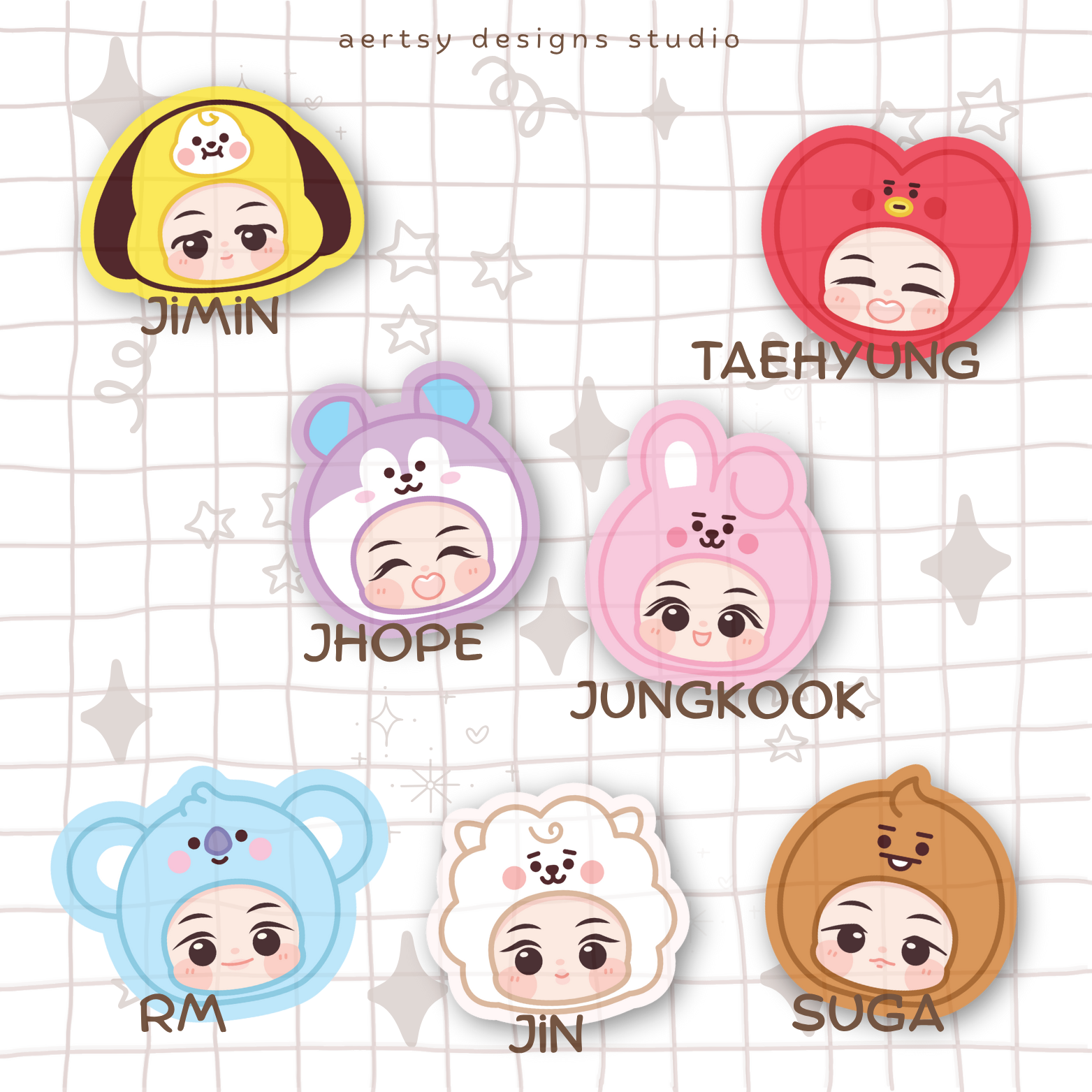 bt21 head character | bts vinyl stickers