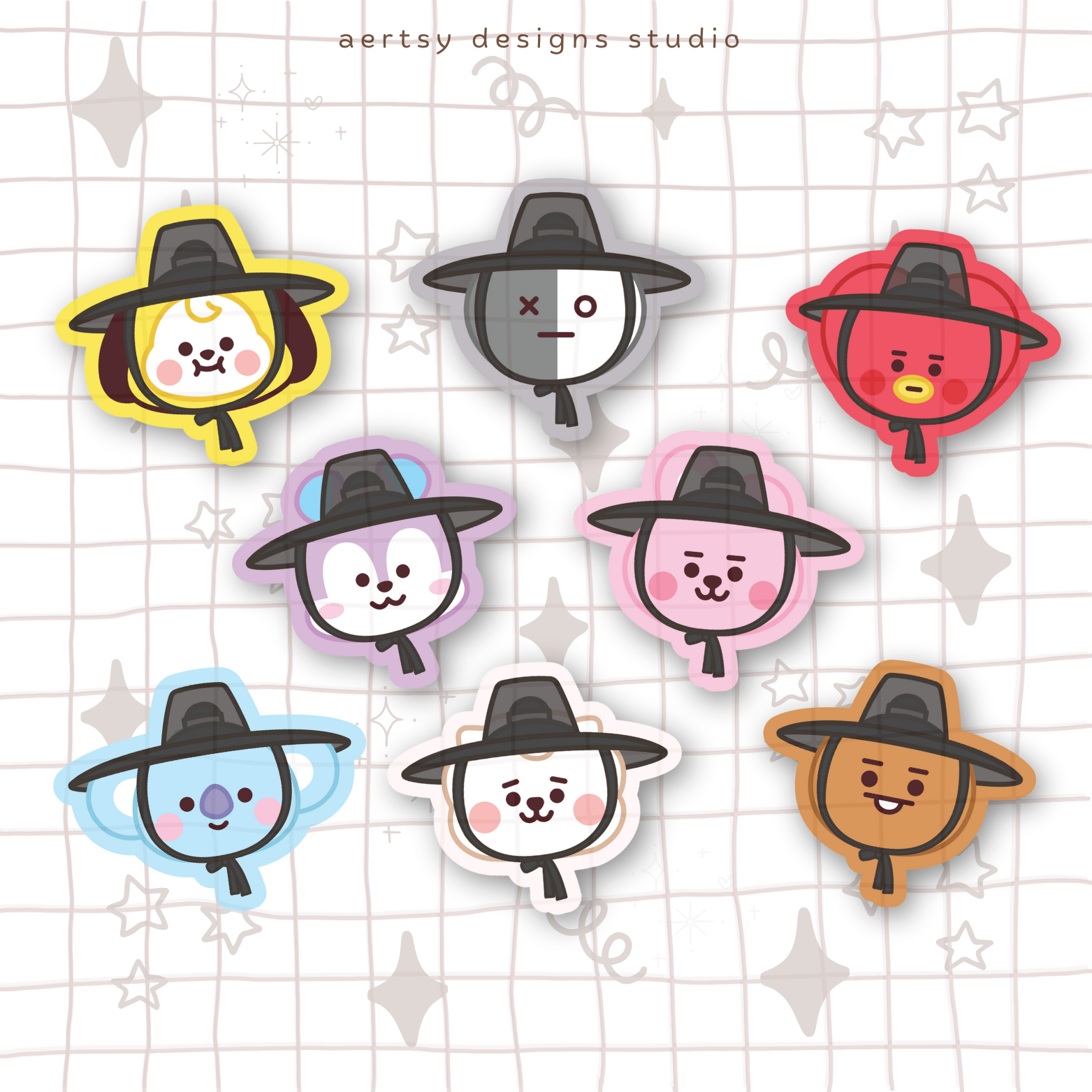 bt21 gat hat character | bts vinyl sticker