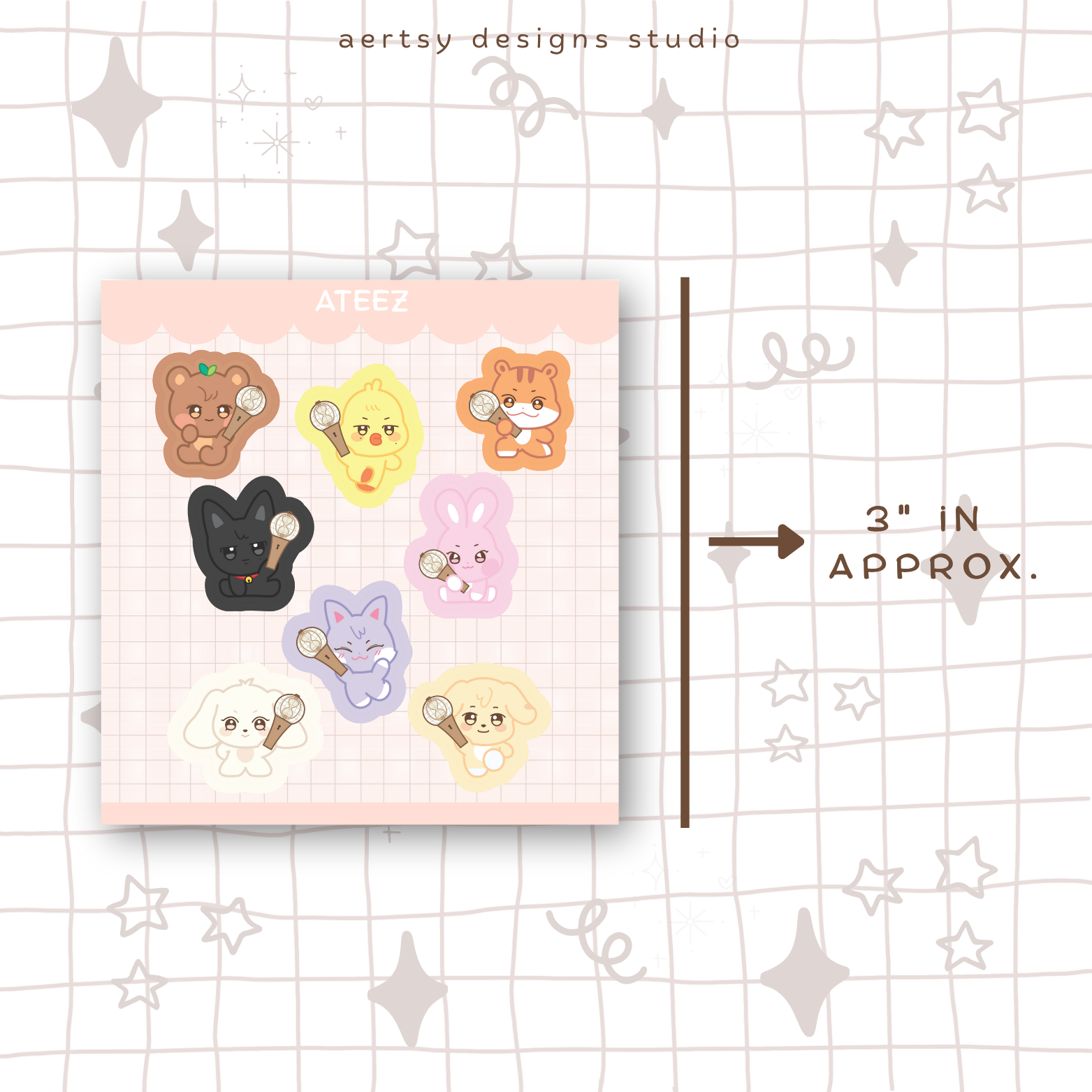 aniteez atiny lightstick character | ateez mini sticker sheet vinyl