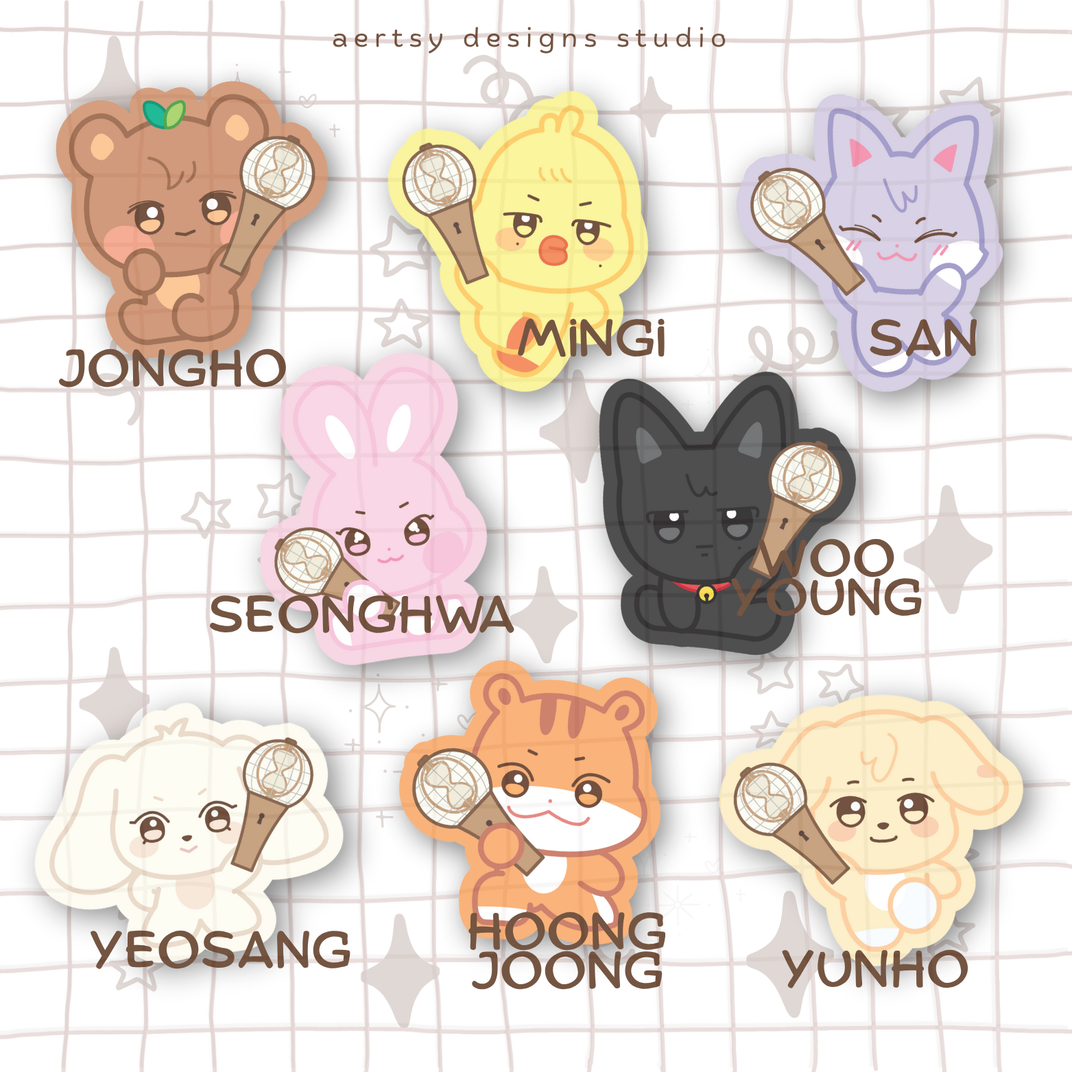 aniteez atiny lightstick character | ateez vinyl stickers