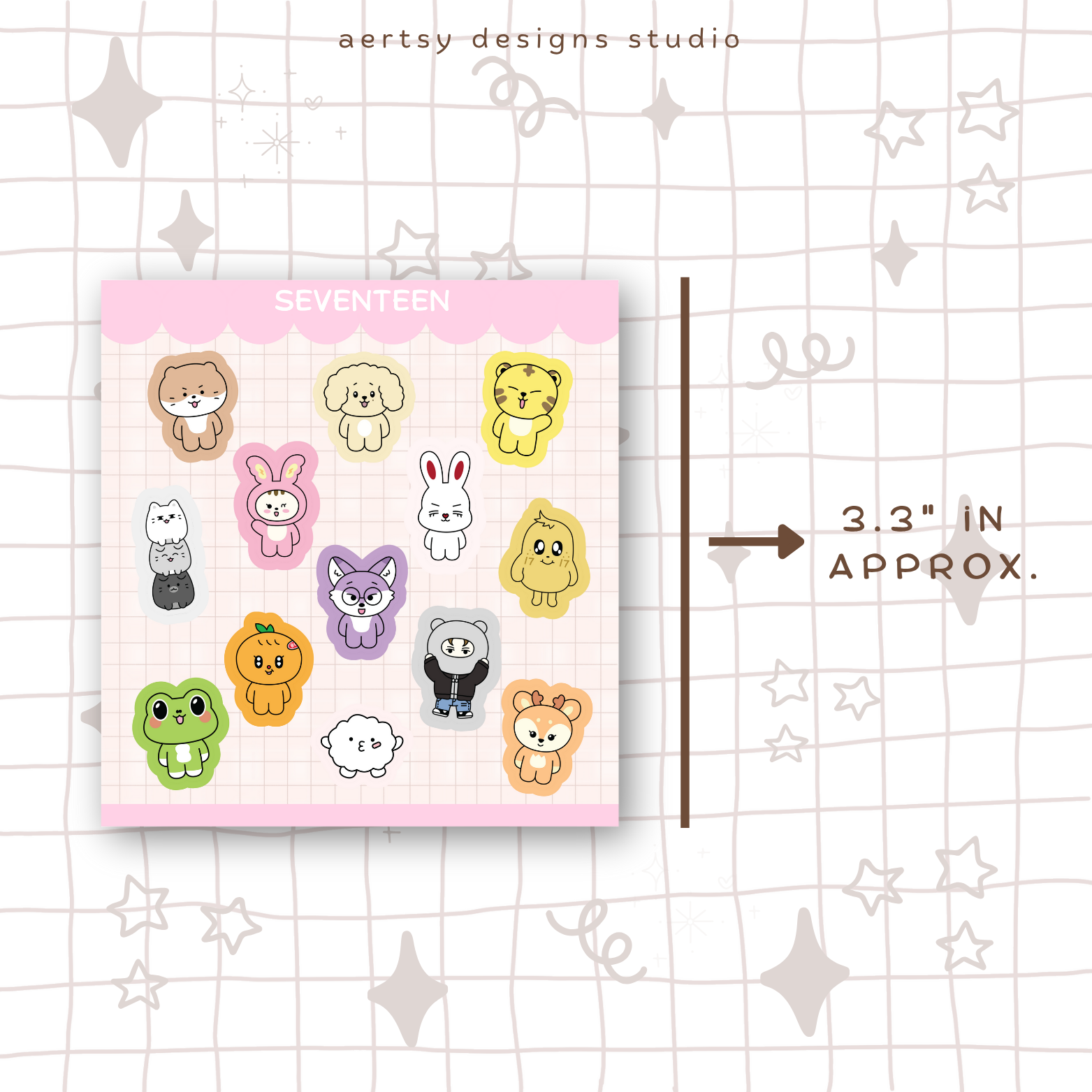 seventeen miniteen mini sticker sheet vinyl | holographic hearts