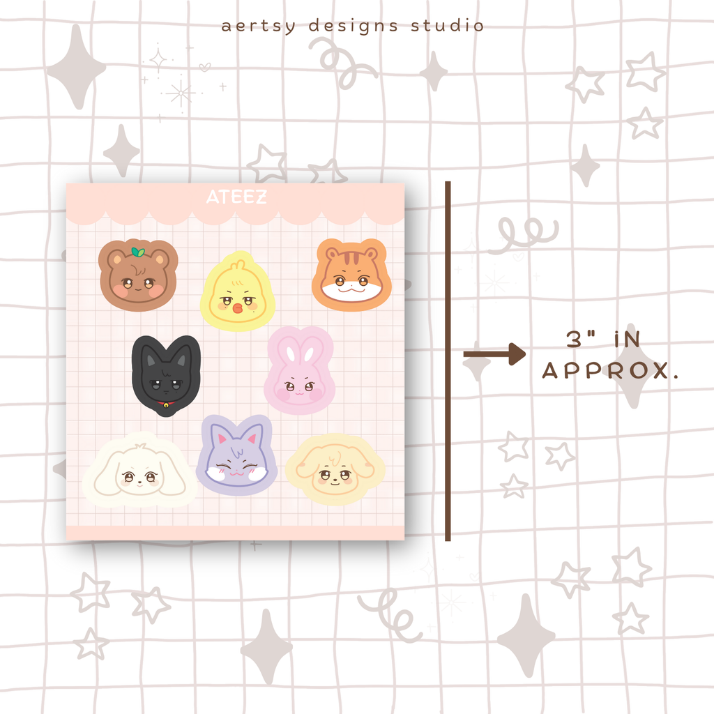 aniteez atiny character | ateez mini sticker sheet vinyl