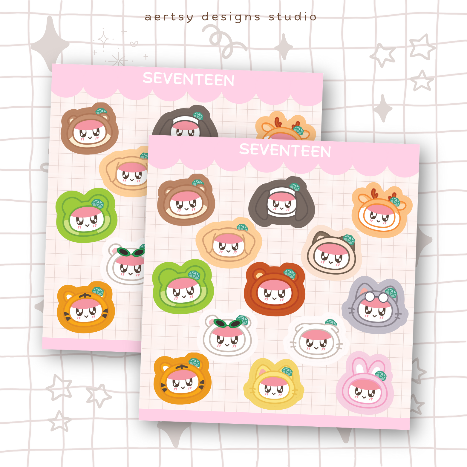 carat seventeen mini sticker sheet vinyl | holographic hearts