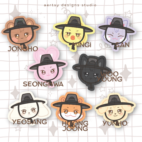 aniteez atiny gat hat character | ateez vinyl sticker