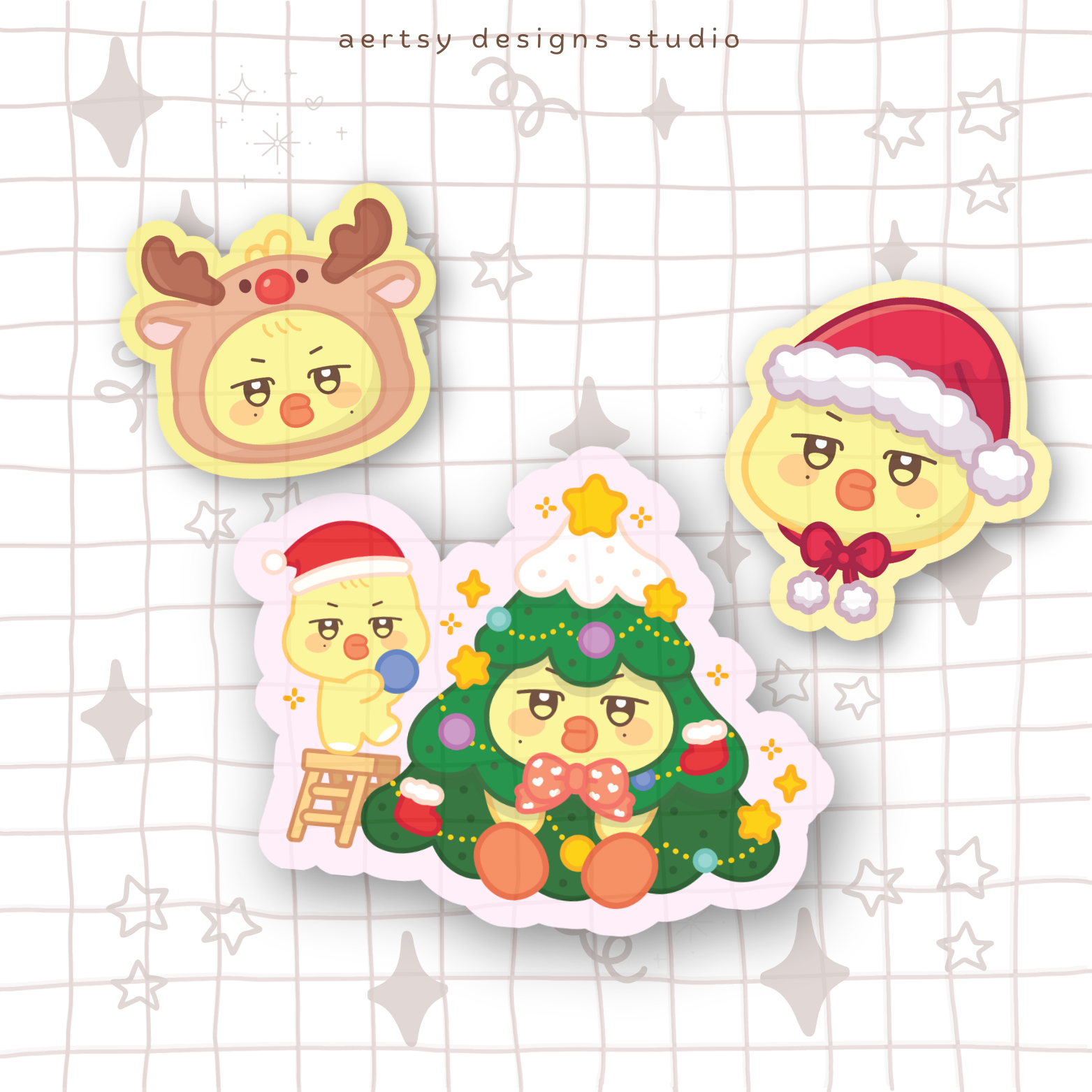 mingi aniteez 3 set of stickers | holographic star vinyl sticker