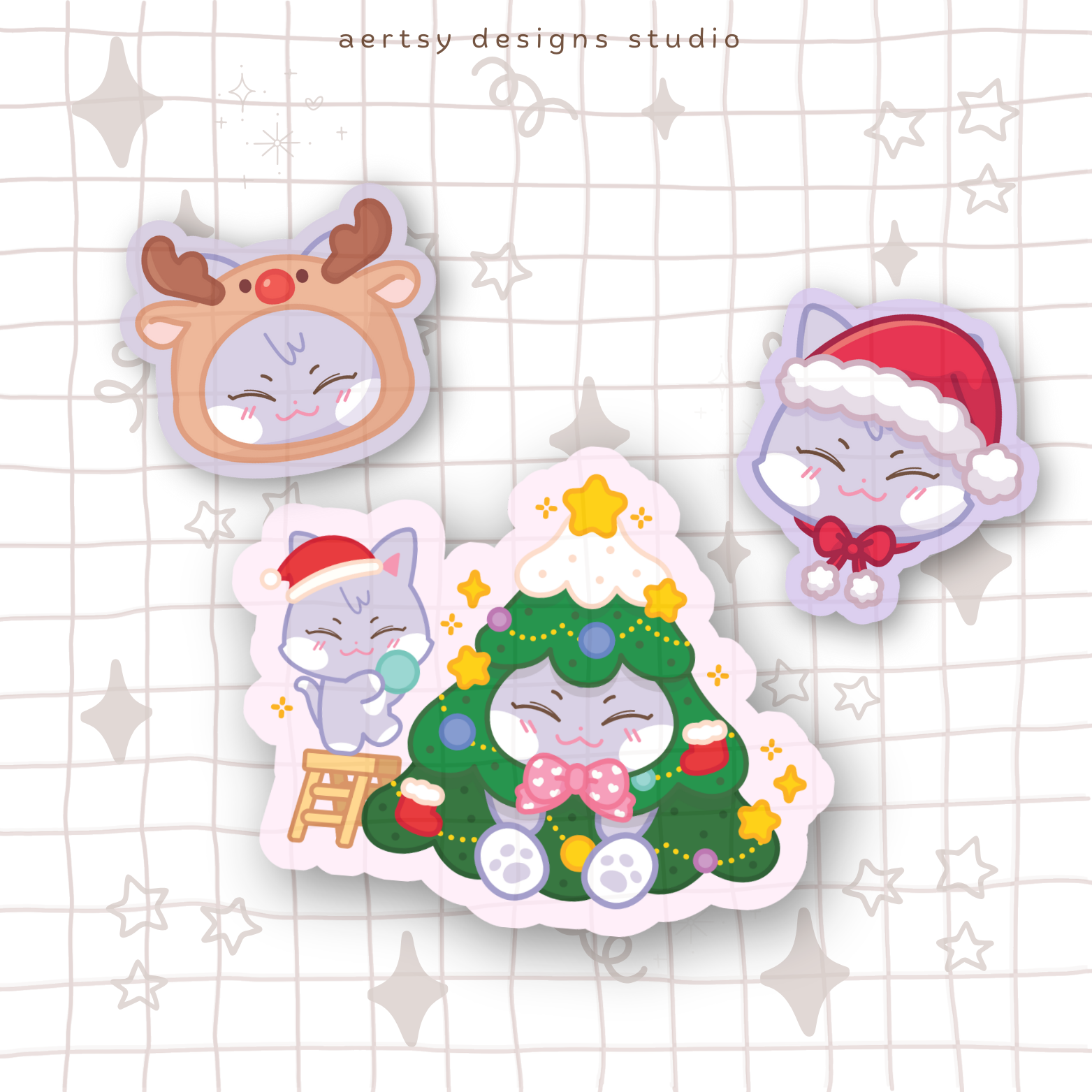 san aniteez 3 set of stickers | holographic star vinyl sticker