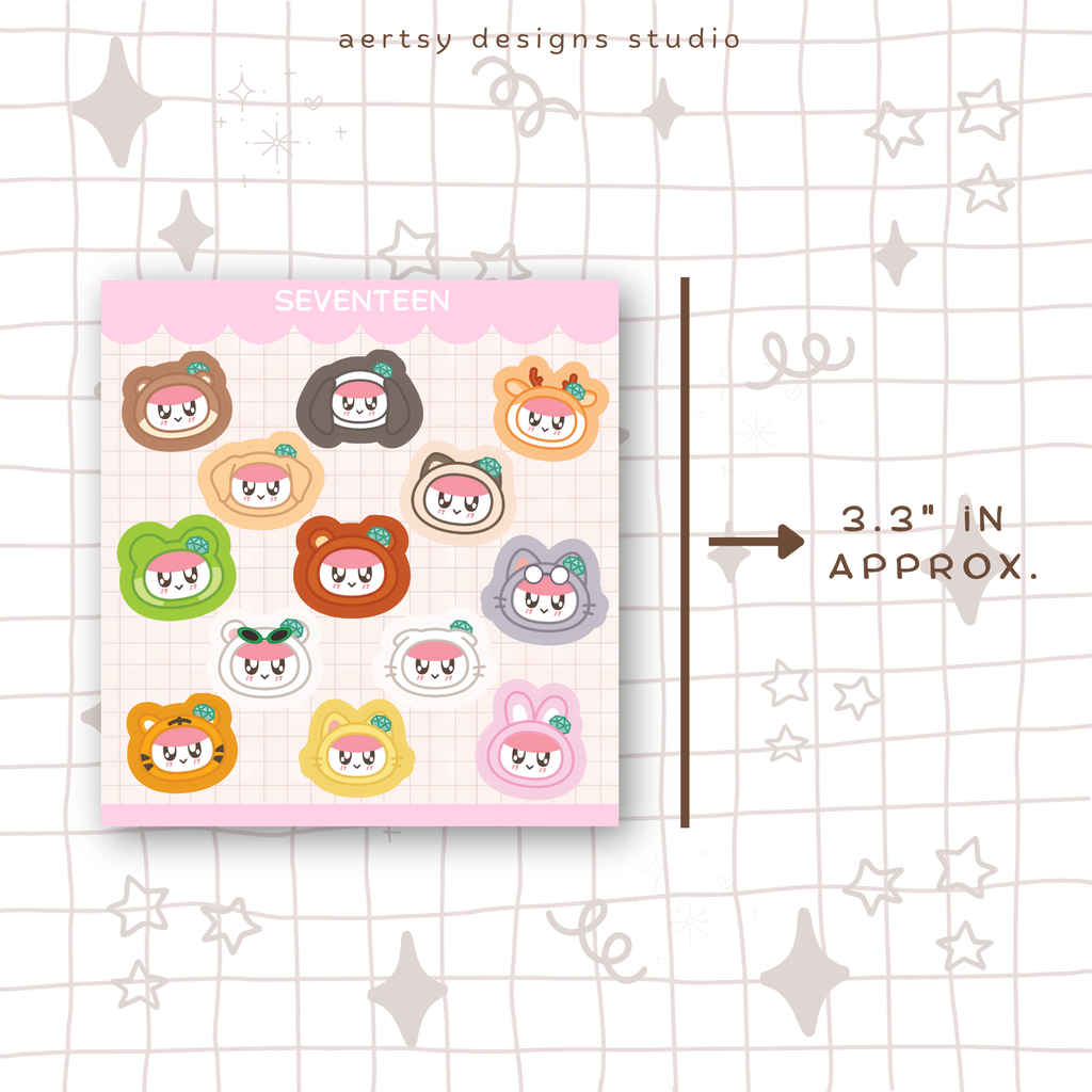 carat seventeen mini sticker sheet vinyl | holographic hearts