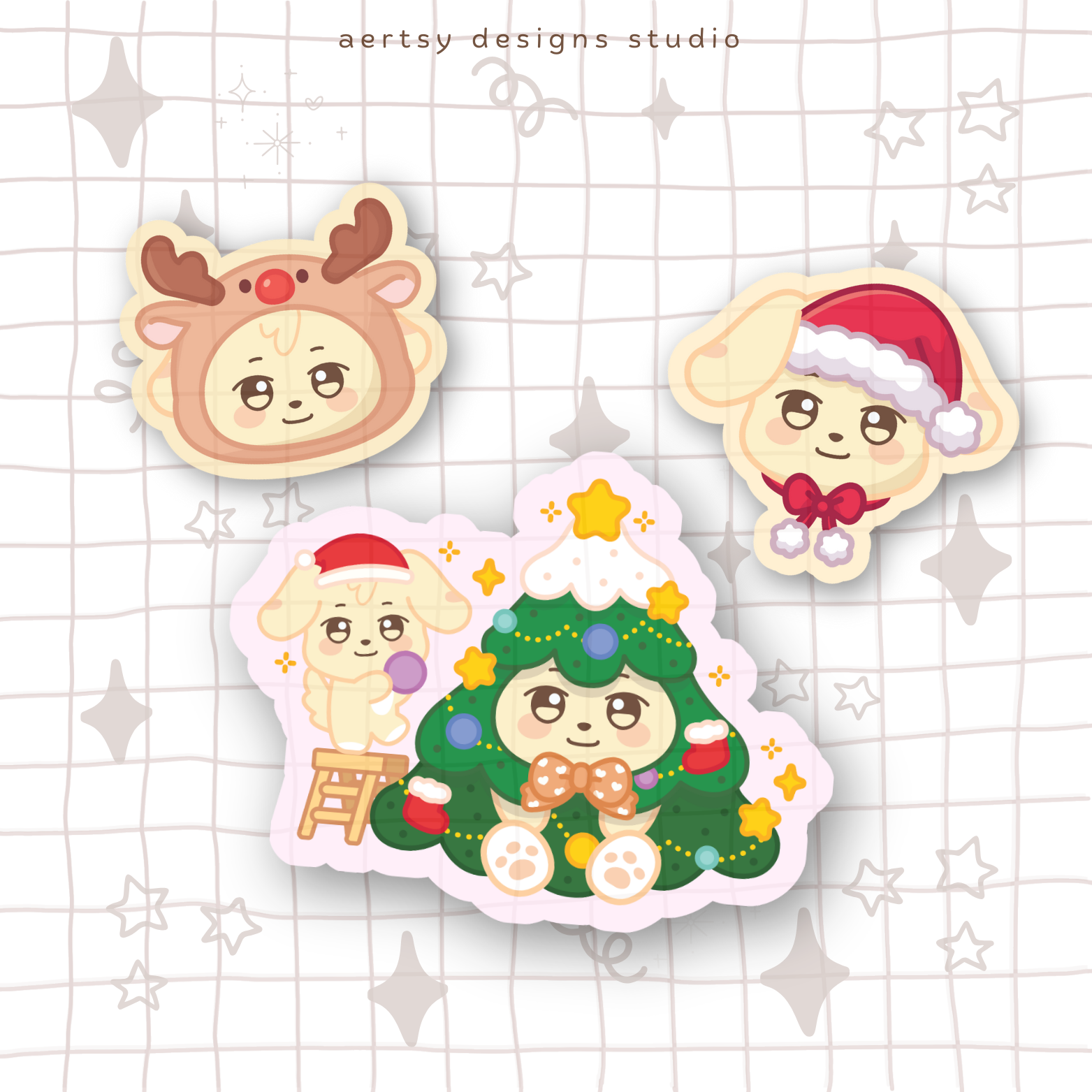 yunho aniteez 3 set of stickers | holographic star vinyl sticker