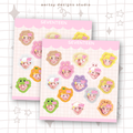 seventeen head character mini sticker sheet vinyl | holographic hearts