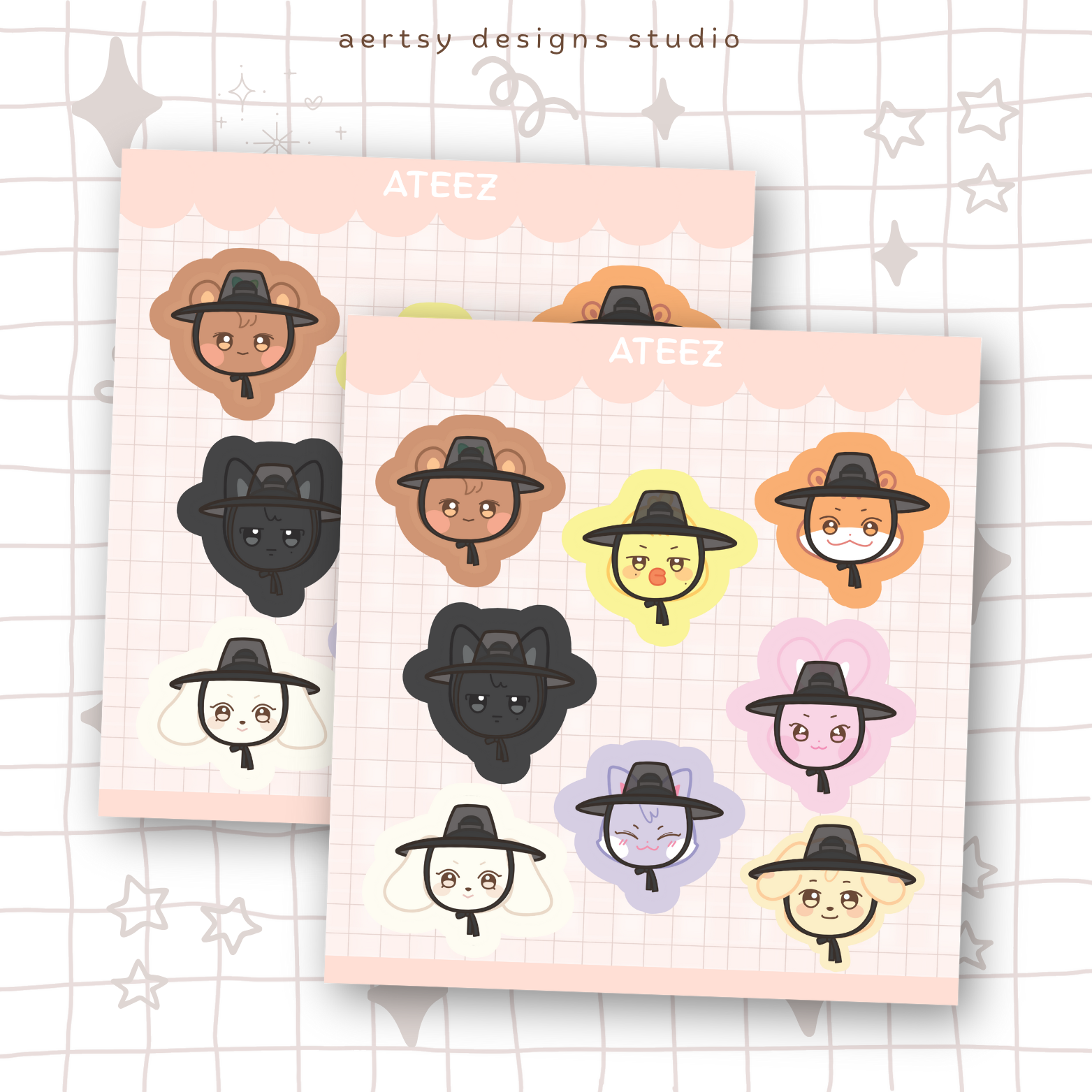 aniteez atiny gat hat character | ateez mini sticker sheet vinyl
