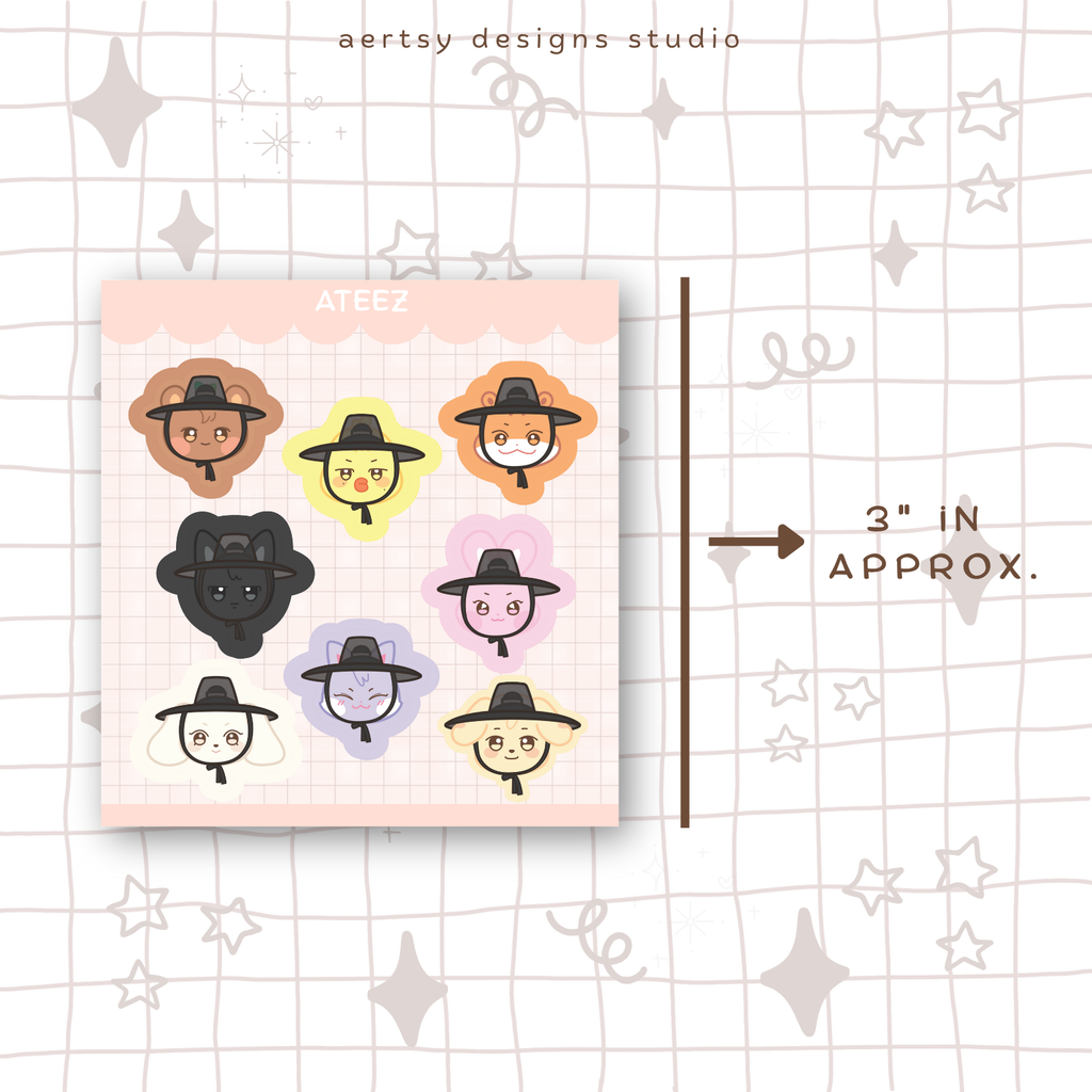 aniteez atiny gat hat character | ateez mini sticker sheet vinyl